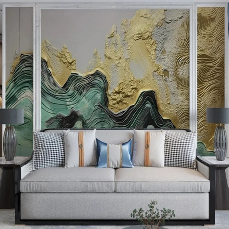 

MU8608 Style Ink Line Art Mural Custom Abstract Wallpaper 3D Hand-Painted Mountain River Design for Elegant Living Room Bedroom