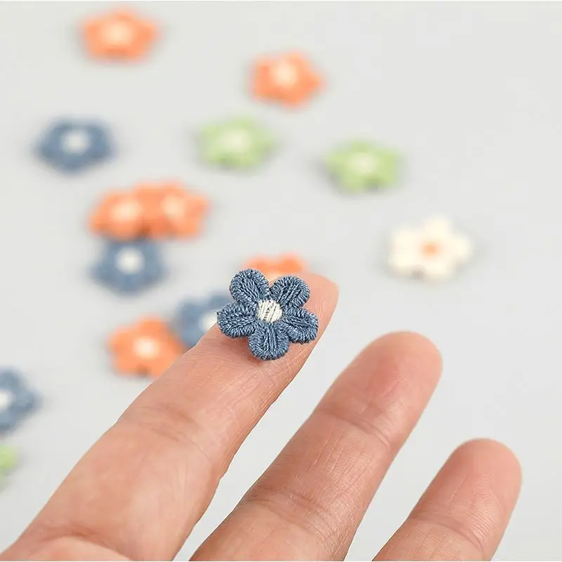 100Pcs Embroidered Flowers Appliques Patches DIY Arts Headwear Decor Material Clothes Hat Shoes Brooch Hair Handmade Accessories