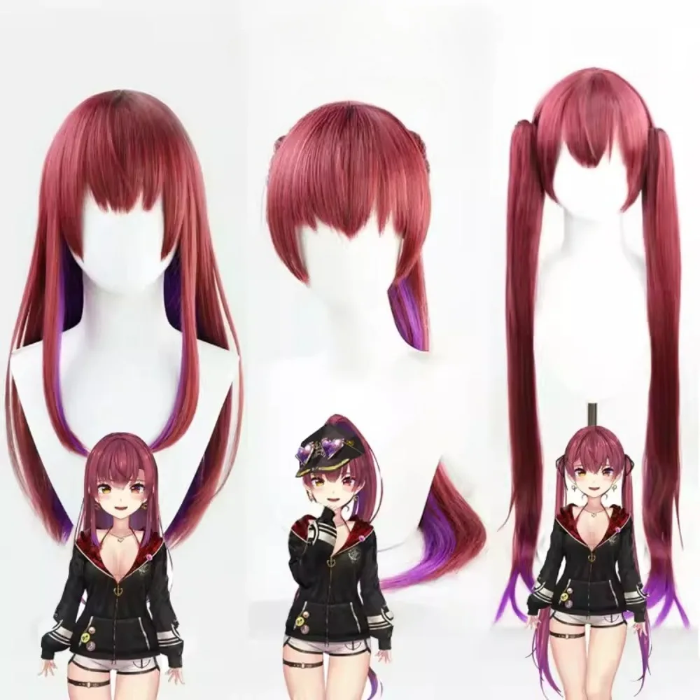 VTuber Houshou Marine Cosplay Wig Swimsuit Style Pirate Captain Red Hair