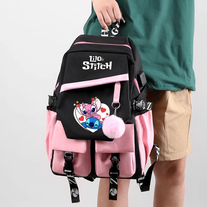 Lilo Stitch Backpack Teena Girl Boy School Backpack Hildren Rucksack Student Bag Women Knapsack Anime Canvas Mochilas Kids Gifts