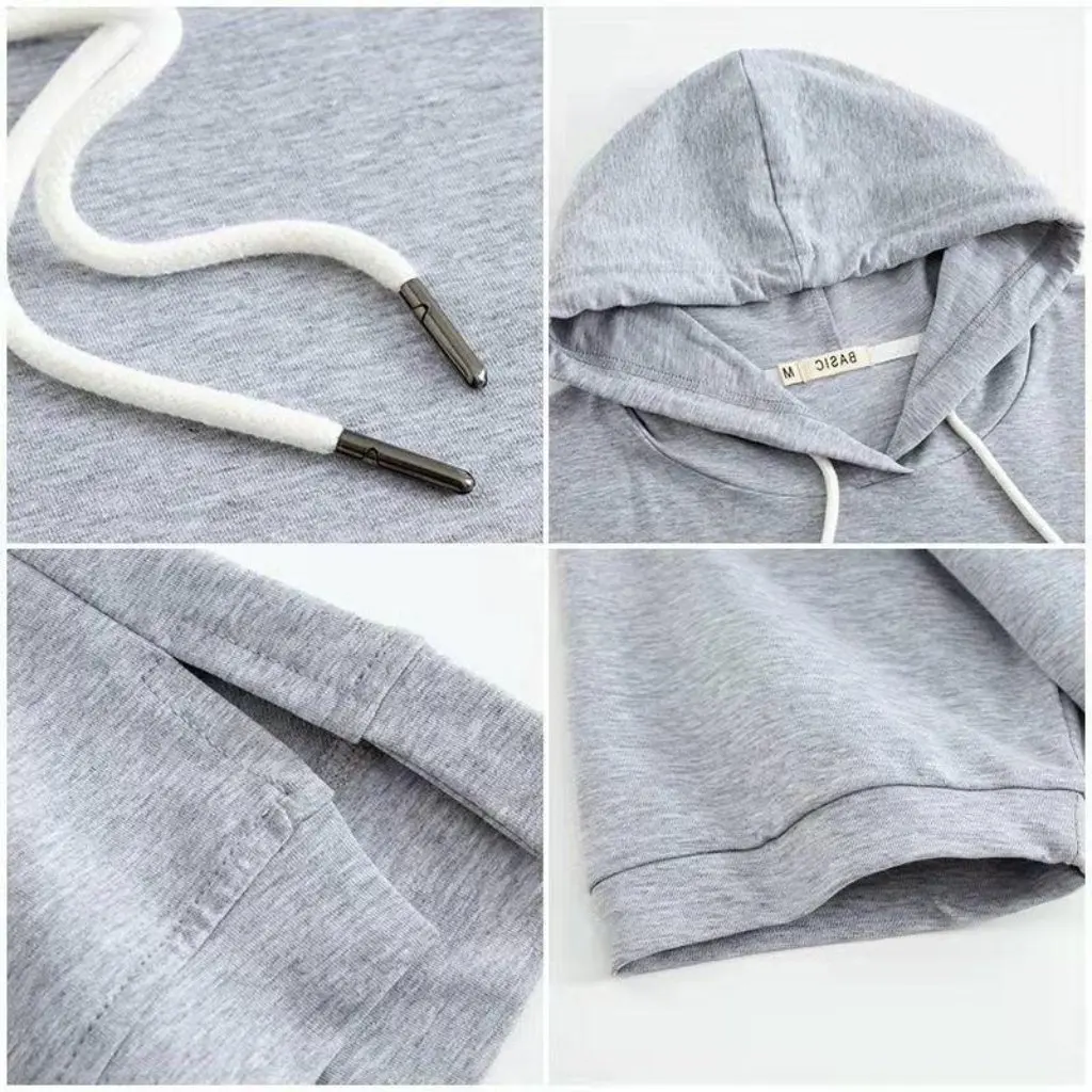 Korean Style Women's Short Sleeve Hooded T-Shirt Loose Solid Color Spring Summer Half Sleeve Split Design Top