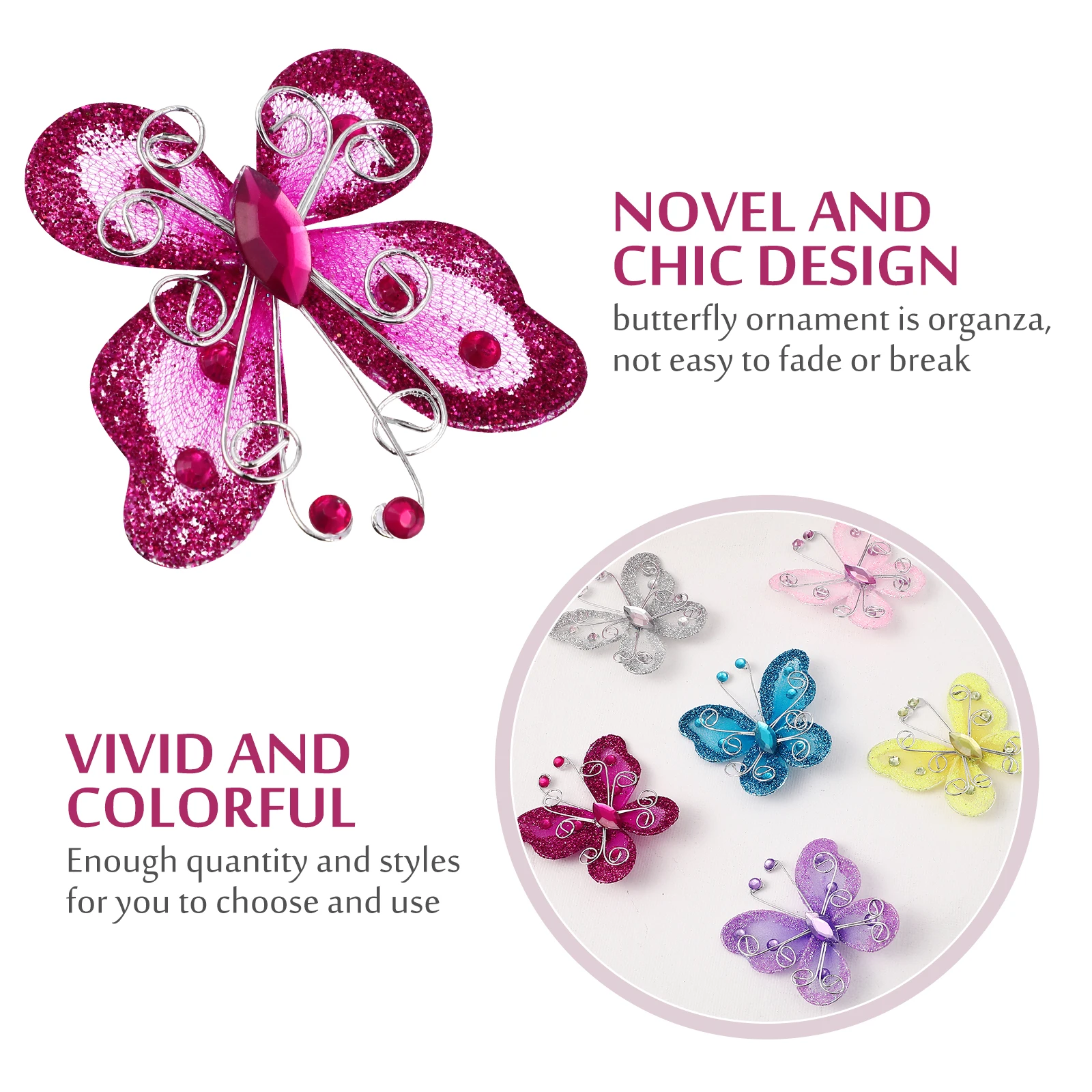 

36Pcs Sparkling Rhinestone Organza Butterfly Decorations for Crafts Wedding Home Party Butterflies Decor Butterfly Decorations