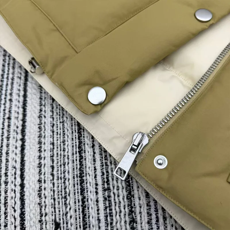 معطف شتوي نسائي عالي الجودة باللون الأبيض من ريش الإوز تحتوي على جيبين ثلاثي الأبعاد ملابس كلاسيكية 25120807 #5