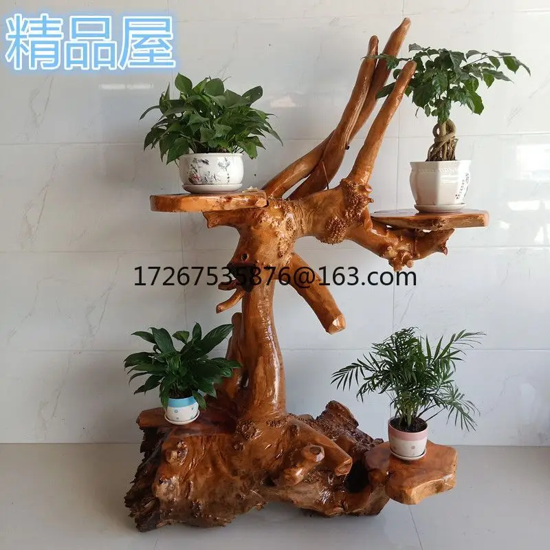 

Подставка для цветов с резьбой по корню, дерево, бревно, многослойная подставка для цветов, домашний бытовой большой деревянный пень от пола до потолка