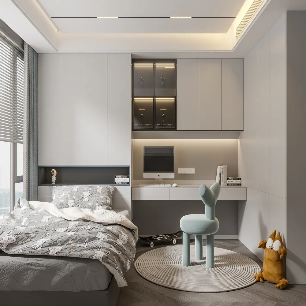 Modern Design Customizable Durable Wooden Bedroom Set with Wardrobe Bed-Environmentally Friendly for Villa/Hotel/Apartment Use