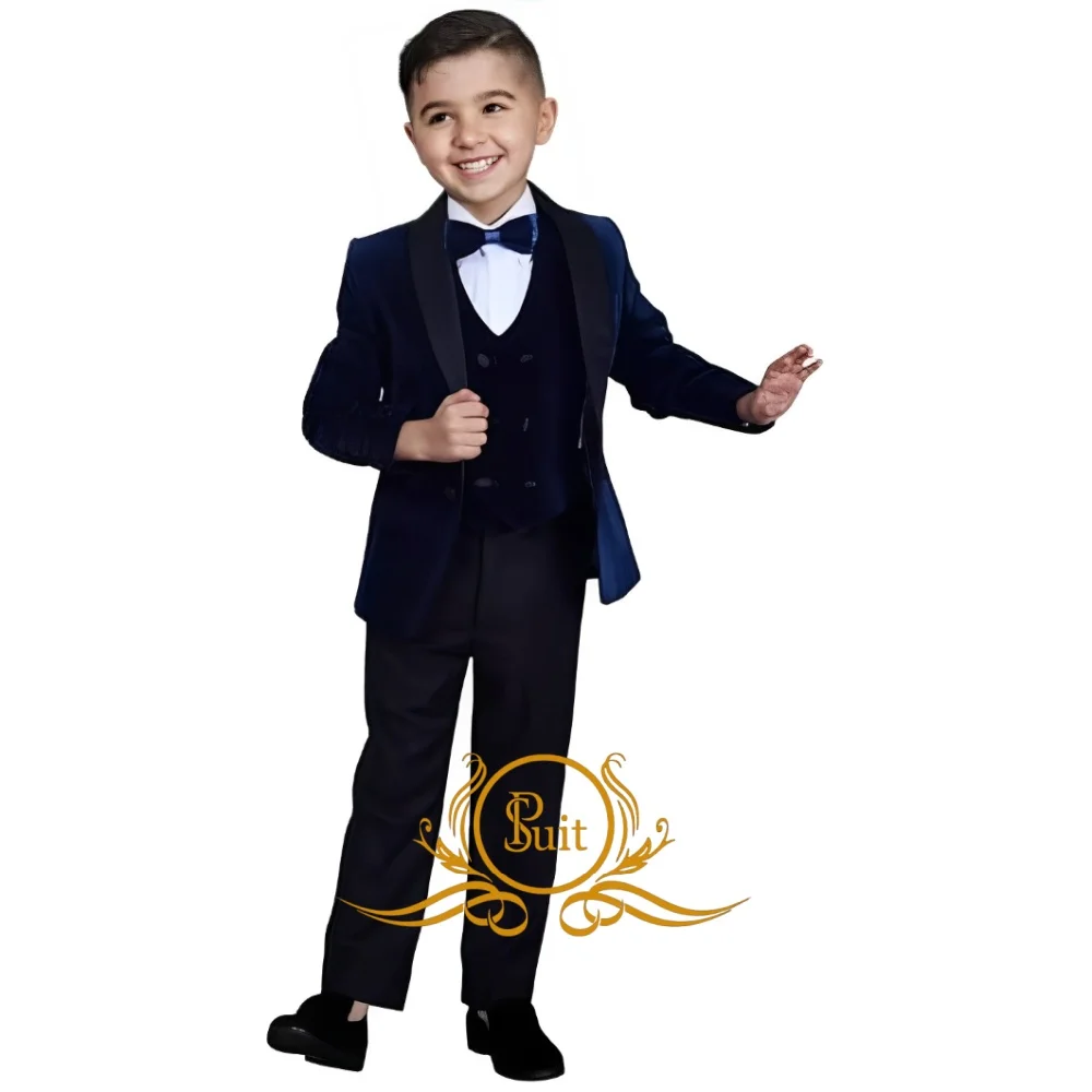 

Boys Velvet Suit 3 Piece Tuxedo Formal Jacket Pants Vest Set Suits for Wedding Prom Party Dinner