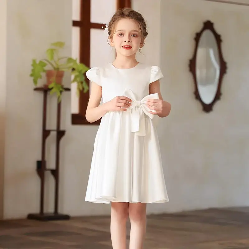 

Белое платье принцессы для милых девочек, торжественное свадебное платье маленькой феи, одежда для фотографий, детский вечерний костюм, детский костюм на день рождения