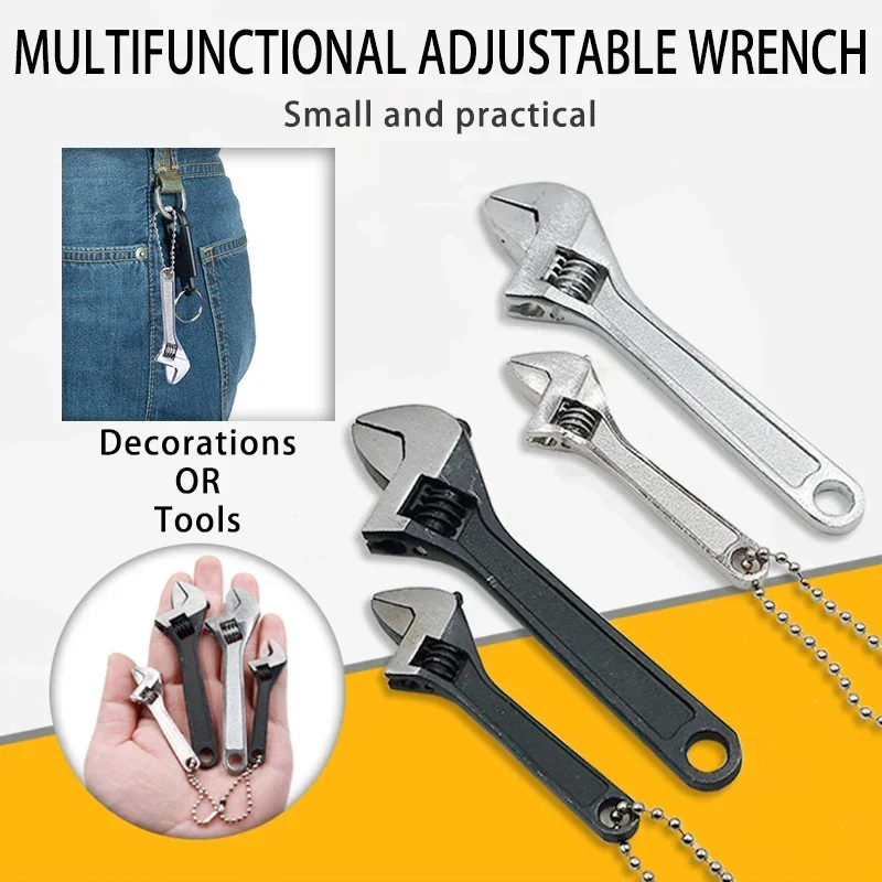 1Pcs Steel 2.5 Inch 4 Inch Monkey Wrench Mini Tool Adjustable Wrench Mini Open-end Wrench Mini Tool Shifting Spanner Hand Tools