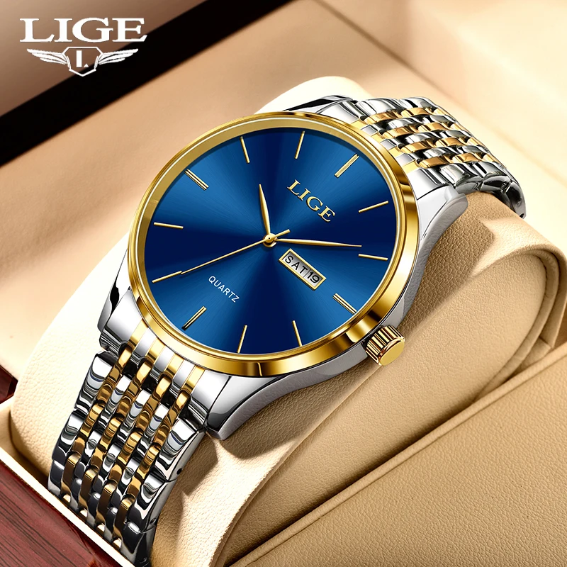 

LIGE Fashion Luxury Mens Watch Top Brand Casual Business Quartz Watches Men Waterproof Date Stainless Wristwatches Reloj Hombre