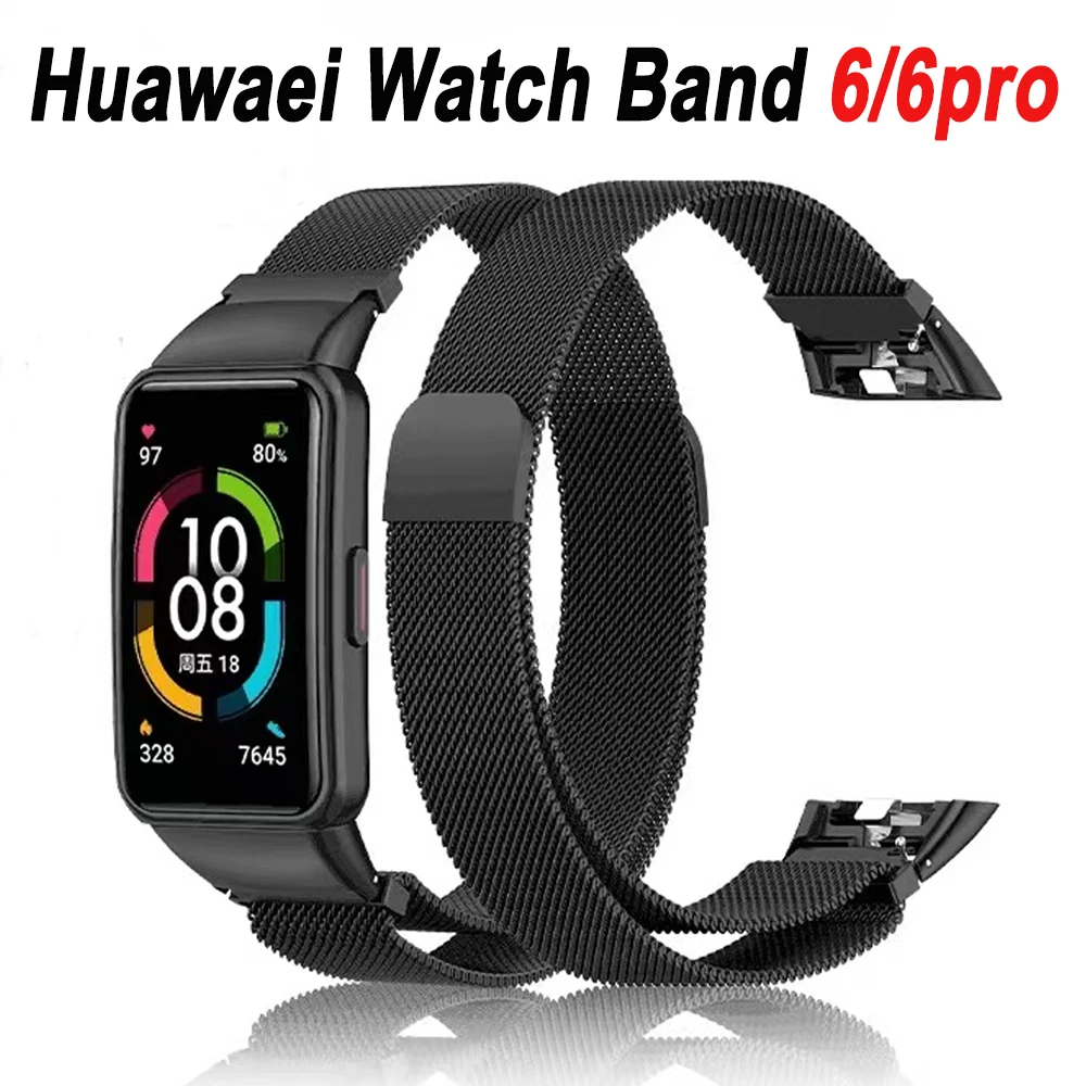 Strap For Huawei Band 6/6 Pro Magnetic Loop starp Smartwatch correa Metal Stainless Steel bracelet Honor huawwi watch Band 6 pro