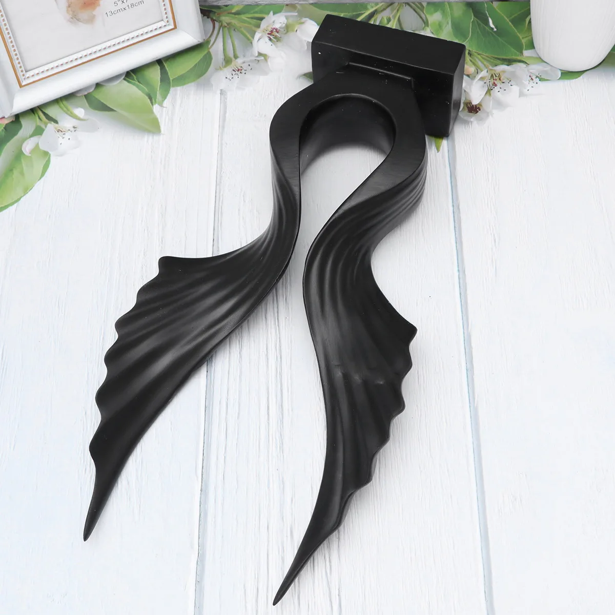 1 قطعة الملاك الجناح الراتنج زخرفة سوداء أنيقة سطح المكتب النحت الديكور لغرفة المعيشة غرفة نوم خزانة مشروبات #5