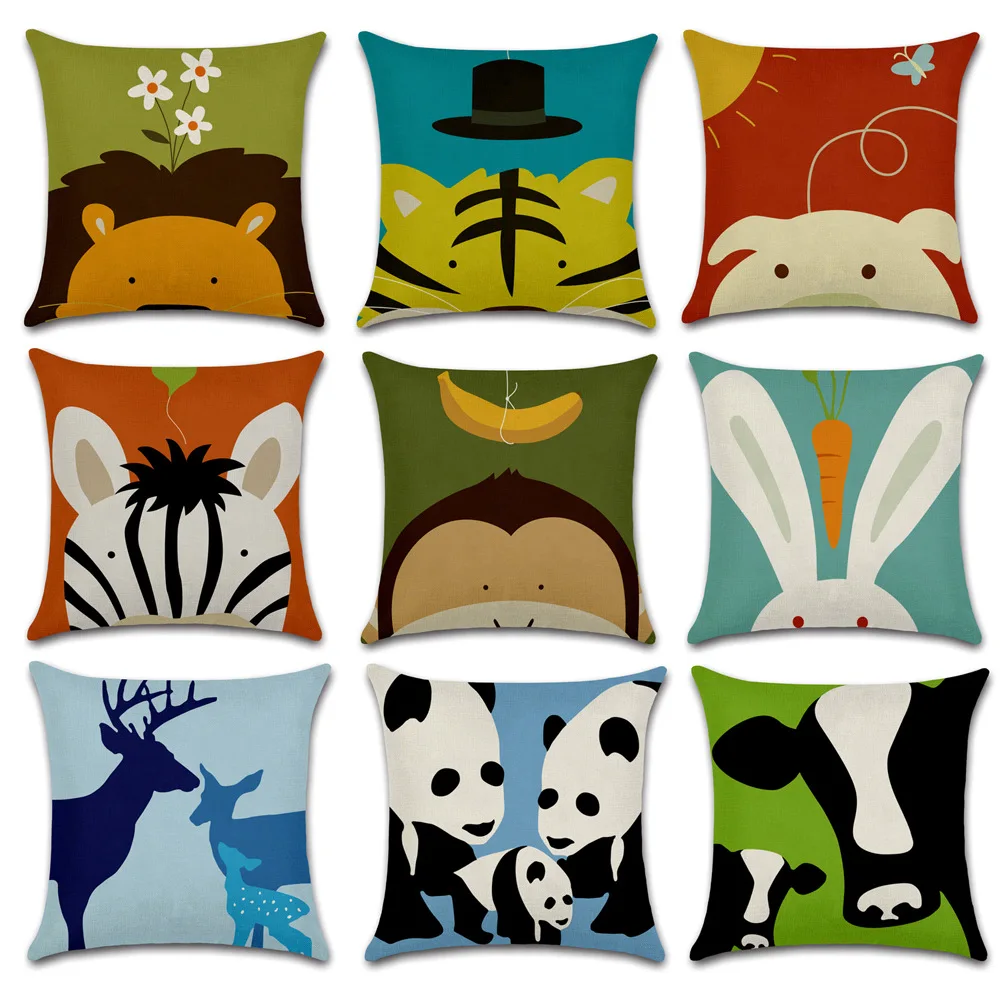 Cute Monkey Pillow Case Funny Head Animal Pillowcase Kids Girl Boy Living Room Bed Sofa Bedroom Decoration Luxury Pillow Cover