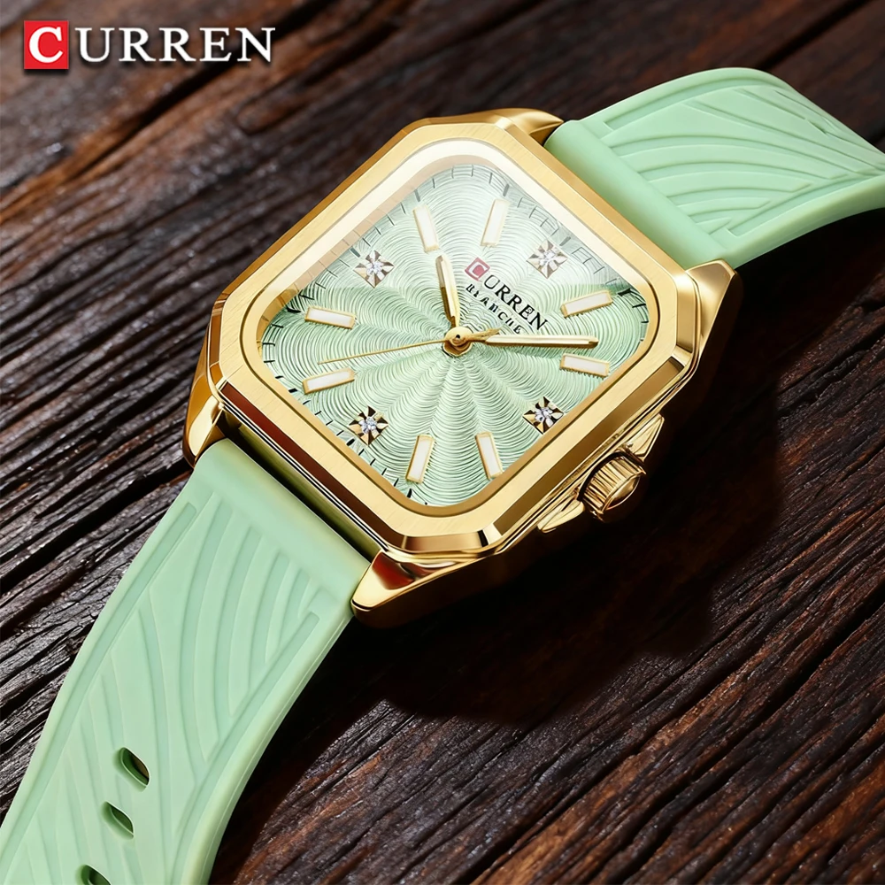 

CURREN Fashion Square Women Quartz Watch Casual Silicone Strap Ladies Wristwatches Reloj Mujer