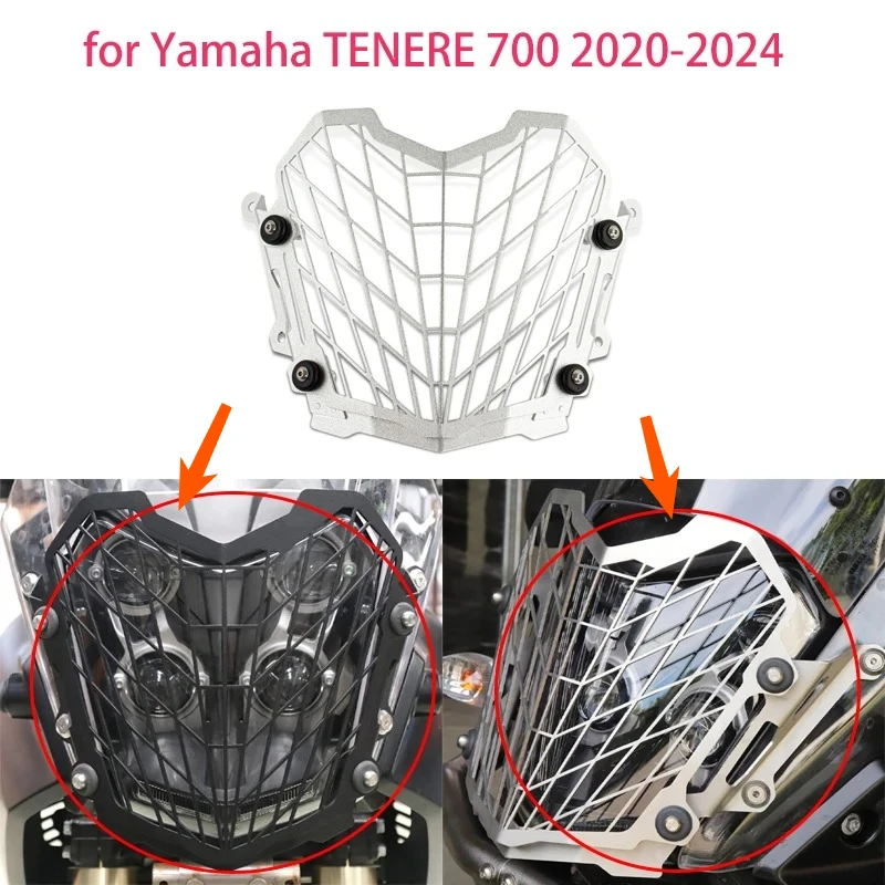 Motorcycle Headlight Guard Protector Grill Cover Aluminum for Yamaha TENERE 700 2020-2024 headlight cover protection