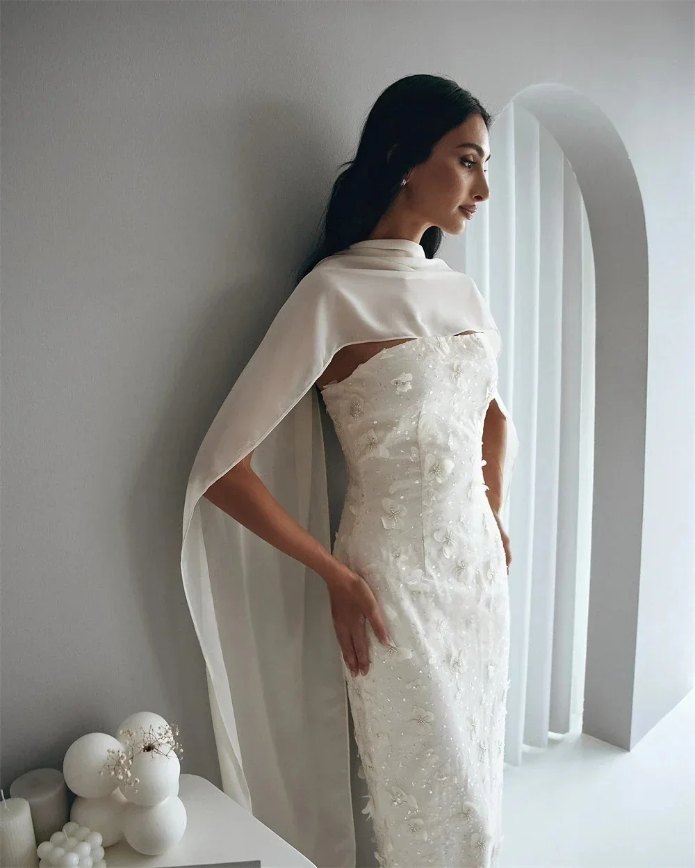 JDY Abito da festa aderente senza spalline personalizzato elegante di alta qualità - Abito da sera con gonna con paillettes/paillettes con perline floreali فستان ل