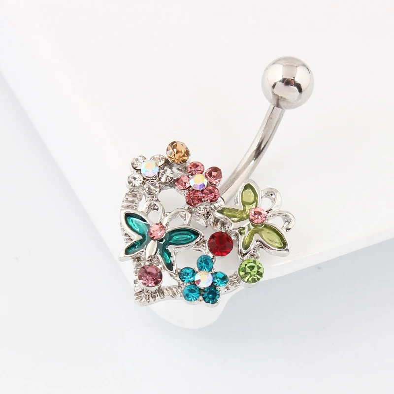 Heart butterfly flower belly ring fashion body jewelry Lady piercing Retail 14G 316L surgical steel Nickel-free TAIERS