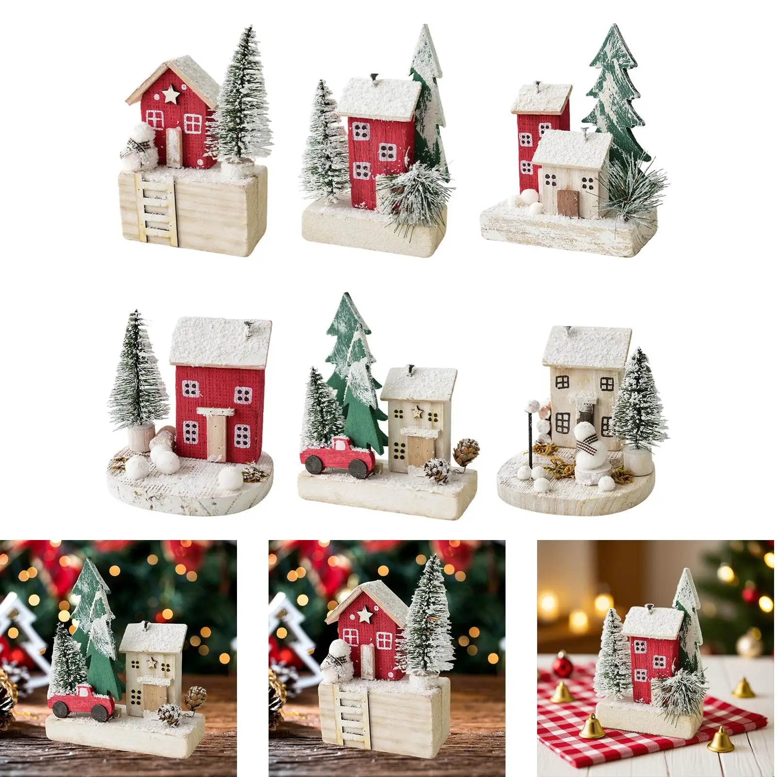صغيرة عيد الميلاد قرية الثلج منزل الديكورات الشتاء سطح المكتب زخرفة مصغرة تمثال عيد الميلاد المشهد منزل لمكتب عباءة عطلة
