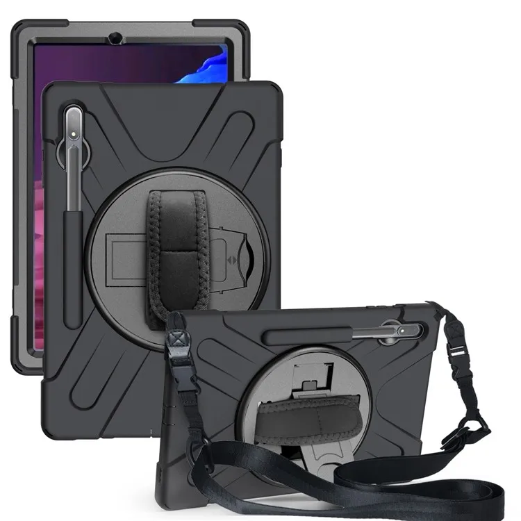 

For Samsung Galaxy Tab S7+ / S8+ T970 / X800 / S7 FE T730 / S9+ X810 / S9 FE+ X610 Kickstand PC + Silicone Tablet Case with Shou