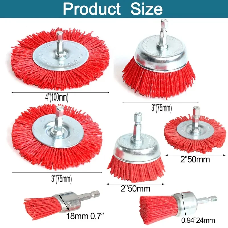 Nylon Cup Brush Abrasive Wire Wheel Brush for Drill Rotary Tool Wood Polishing Deburring Cleaning Cleaning Furniture 1/4" Shank view 4
