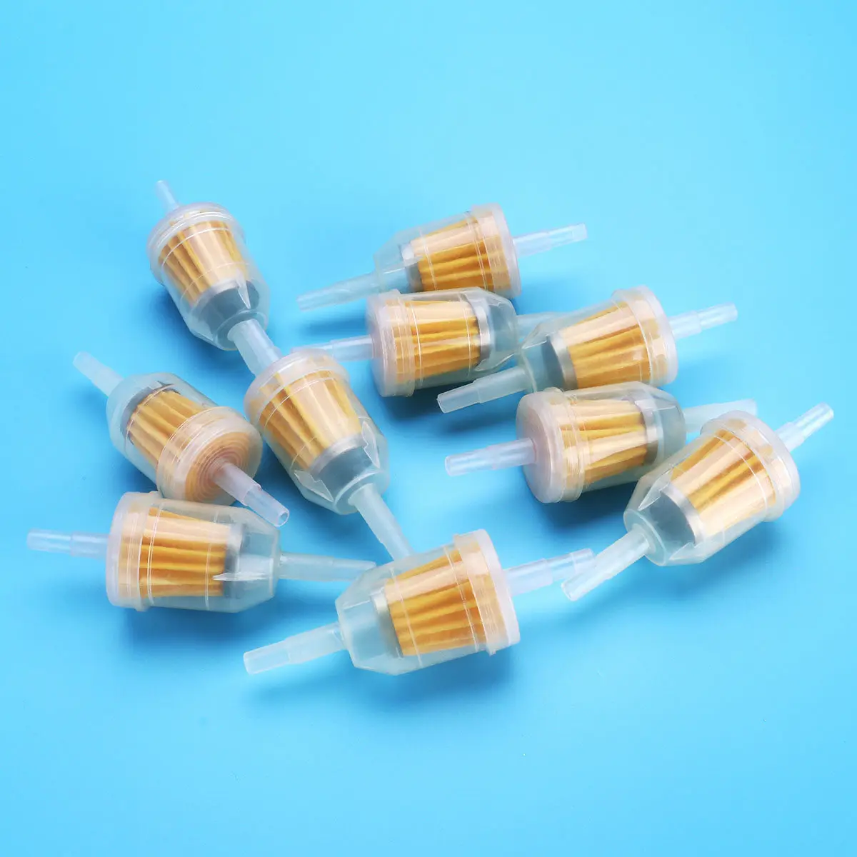 10Pcs Gas Inline Fuel Filters Steel Ring Durable for Lawn Mowers Small Tractors Snowmobiles Go Karts Generators