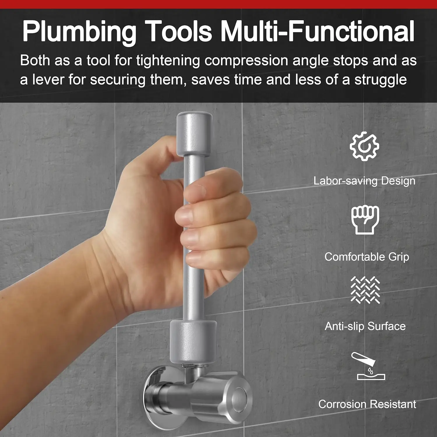 Angle Stop Tool Plumbing Wrench Tool, Double Tightening Socket Wrench For Installing A New Compression Angle Stop And Removing