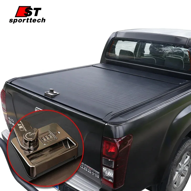 

Factory Hot Selling ST Quality Dmax Auto Exterior Accessories Retractle Hard Cover Tonneau Cover Aluminum Alloy With Password Lo