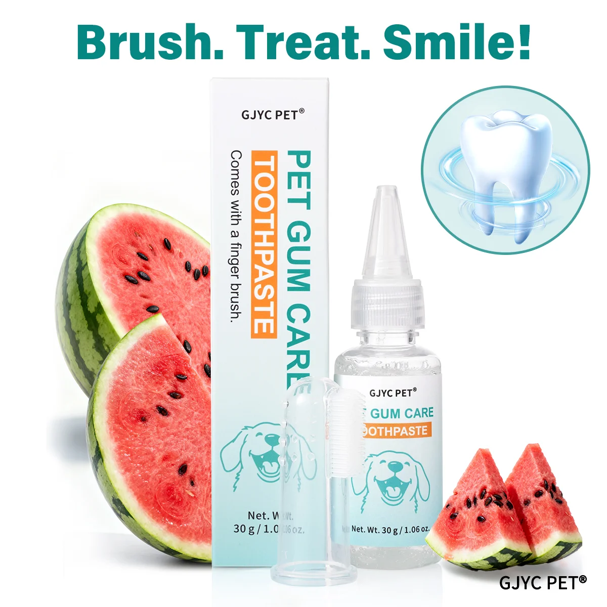 Pet Toothpaste Kit Toothbrush & Finger Brush Watermelon Flavor Gentle Fresh Breath Plaque Tartar Remover for Dogs Cats Oral Care