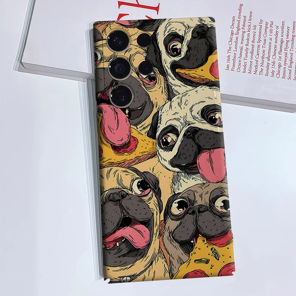 Pugs Pizza Illustration Luxury Fashion Full Lens Protective Case for Samsung Galaxy S26 S25 S24 A56 A36 Plus Ultra