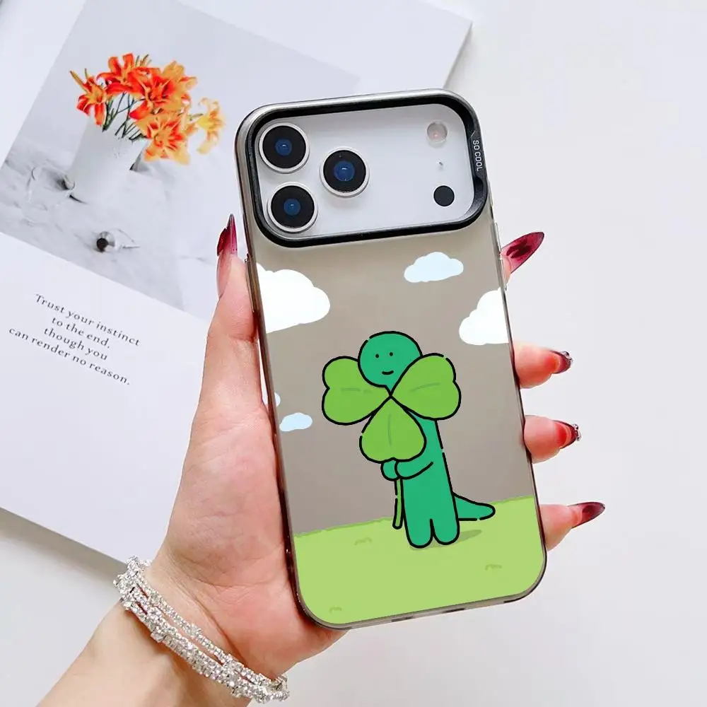 Custodia per telefono modello dinosauro simpatico cartone animato per iPhone 17 16 15 14 13 12 11 Pro Max Air Matte Laser Aurora antiurto Funda PIKPAKA