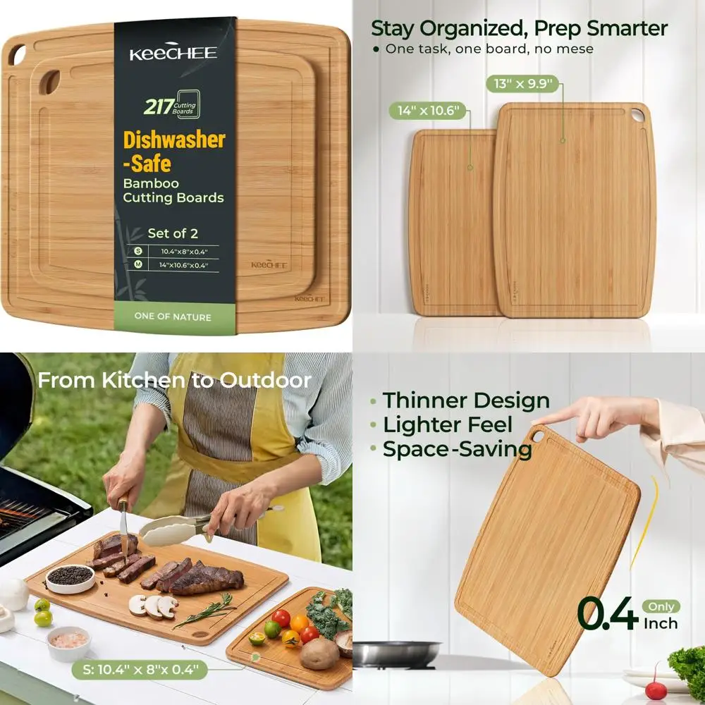 

Durable Bamboo Cutting Boards - Lightweight, Dishwasher Safe for Busy Kitchens, Easy Storage and Clean Wooden Chopping Boards