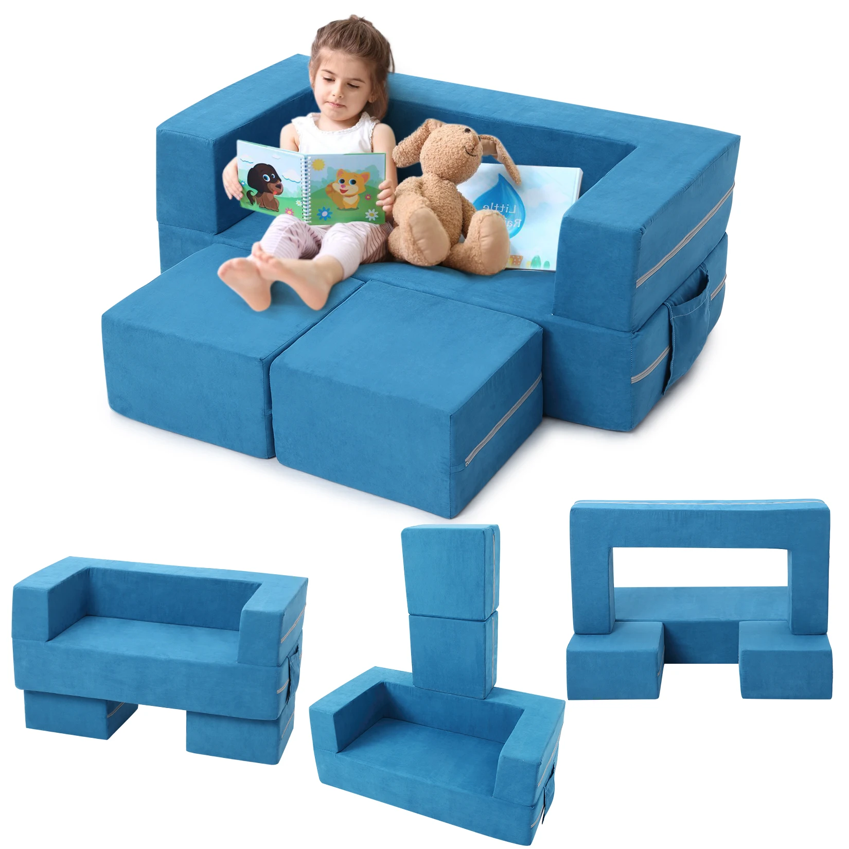 3 Pcs Modular Toddler Couch,Toddler Couch Kids Sofa for Playing,Creativity,Child Chair Sofa Bedroom and Playroom for Playroom