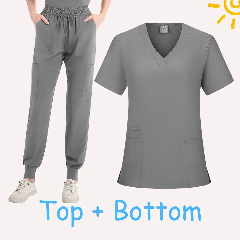 Modieus Chirurgisch Uniform Vrouw Polyester Verplegingsartikelen Spandex Medische Uniformen voor dames Broeksets Veelkleurig Scrubspak