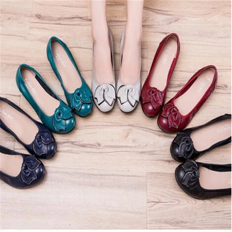 

New Summer Women cutouts Genuine Leather Shoes Comfortable Buckle Flats Nurse Casual Handmade ballet flatsC0433