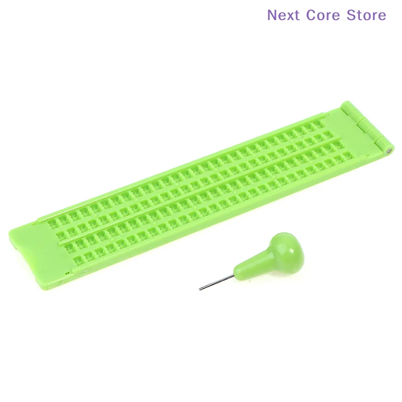 [NC]1Set Plastic Green Braille Writing Slate With Stylus School Portable Practical Practice[NC]