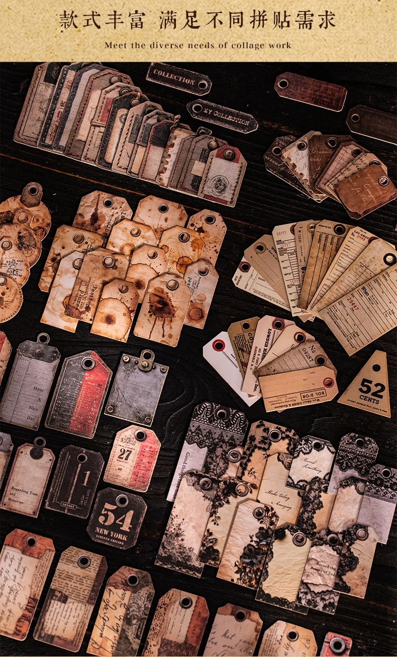 1pack/2pack Label Craft Studio Series Vintage Stickers Hard Card Tag Decoration 6 Designs Scrapbook DIY Creative Materials