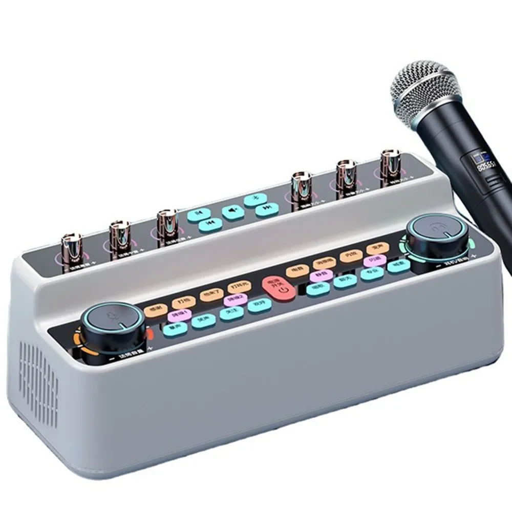 Bluetooth Speaker Mobile Phone Computer TV Karaoke Live Sound Card Dual Horn Stereo Audio AUX TF Player Wireless Microphone Set