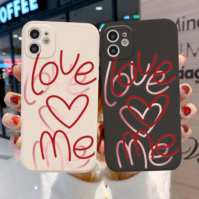 

Love Heart Phone Case For iPhone 16 Pro Max Case iPhone 13 11 14 12 15 Pro Max XR XS X 7 8 Plus SE 2022 2020 Silicone Soft Cover