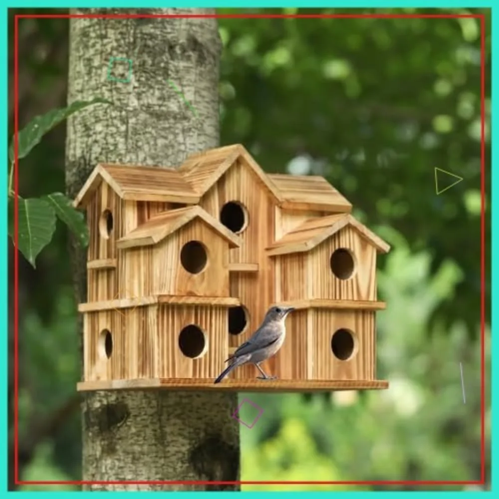 

10-комнатная скворечница из кедрового дерева для украшения сада на открытом воздухе, прочный дизайн ручной работы, привлекает зяблики Bluebirds Cardinals