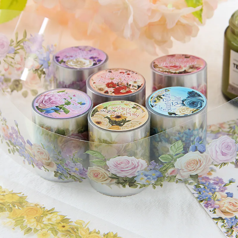 50mm*2m Lace Flower Landscaping Material Decor PET Tape roll Creative Journal Collage Scrapbooking Stationery School Supplies