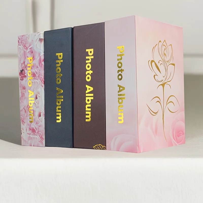 ألبوم صور من الزهور الذهبية ، مساحة تخزين واسعة ، مثالي للعائلة والطلاب ، حفل زفاف ، غراد ، حفل زفاف ، أو 6 بوصة