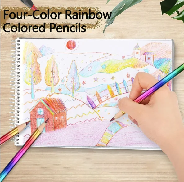 8 Stück 16 Stück Regenbogen-Buntstifte, 4-in-1-Mehrfarbstifte zum Zeichnen, Skizzieren, Kritzeln, Färben, Kunstbedarf – Detail 5