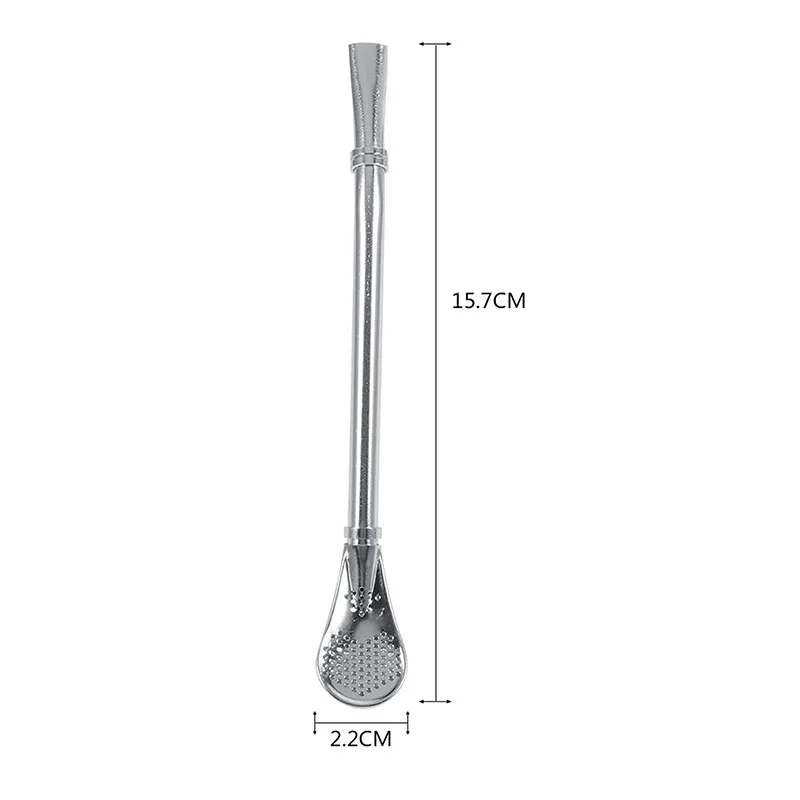 1/3/5pcs Reusable Stainless Steel Drinking Straws with Filter Spoon Bombilla Yerba Mate Straws Beverage Stirring Filter Spoon
