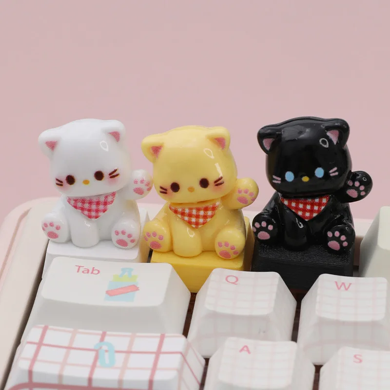 1pcs R4 height resin cross axis keycap personalized cute cat circumference mechanical cross axis cap cute and fun