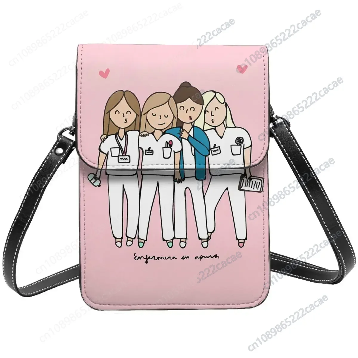 Cartoon Doctor Nurse Shoulder Bag Enfermera En Apuros Grocery Outdoor Female Mobile Phone Bag Gift Funny Leather Bags