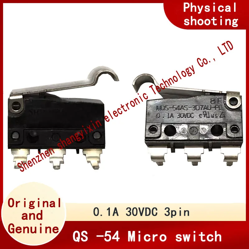 

Оригинальный Q-54AS-3D7AU-PL микропереключатель 3 изогнутая ножка с ручкой 0.1A 30VDC ход переключатель UL сертифицирован