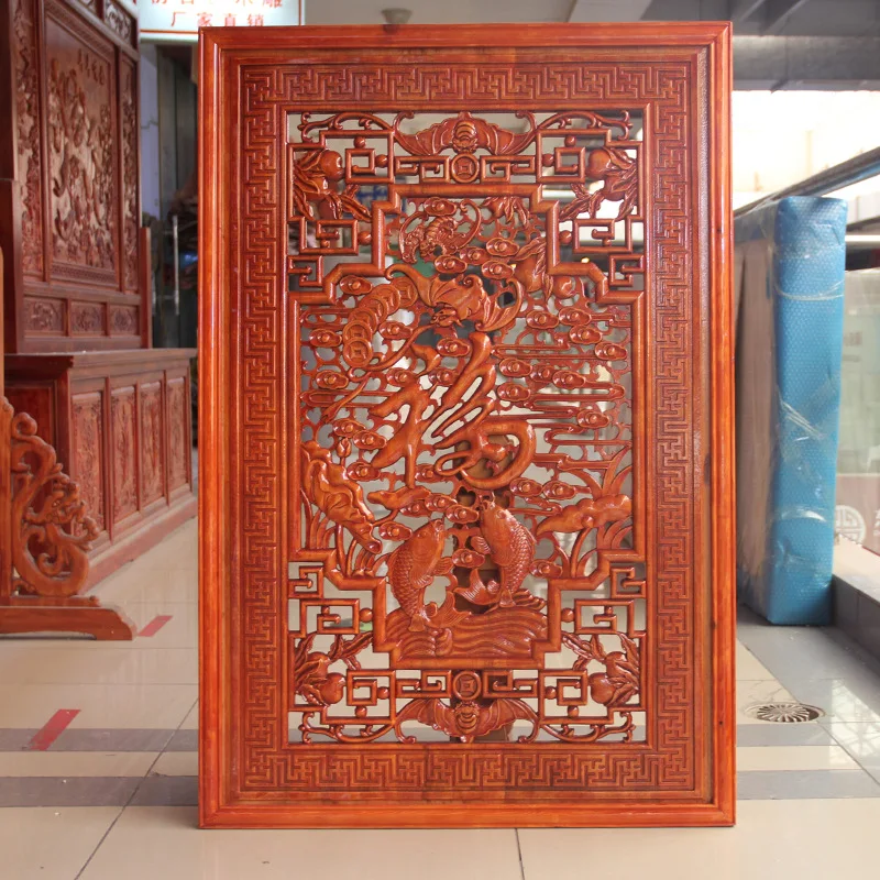 Dongyang wood carving incense camphor wood pendant strip screen, vertical screen horizontal screen Chinese