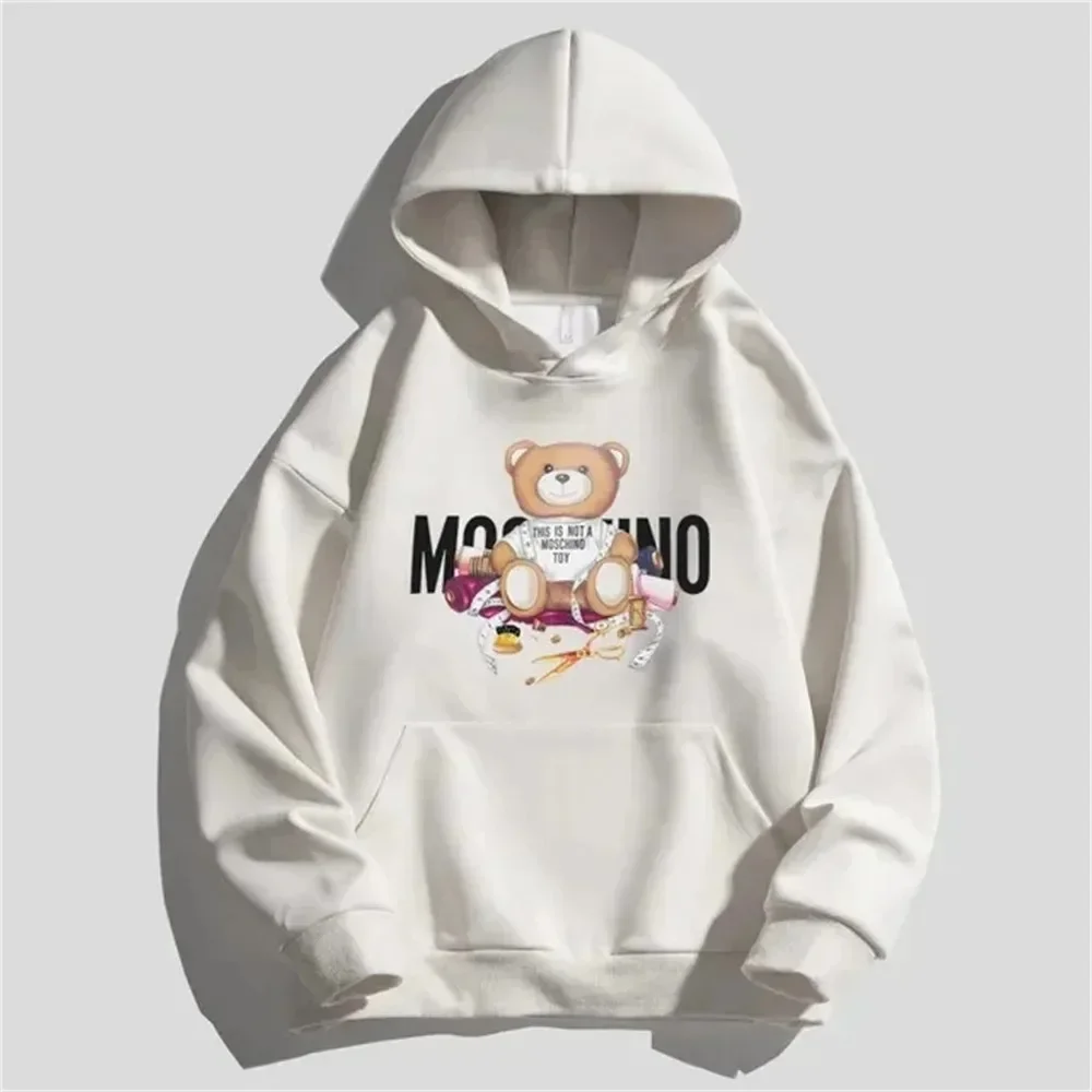 Hot Sale Women Hoodies Cute Brand Bear Print Men Pullover Hooded Sweat Shirts Joggers Long Sleeve Luxury Fleece Sweatshirt Tops