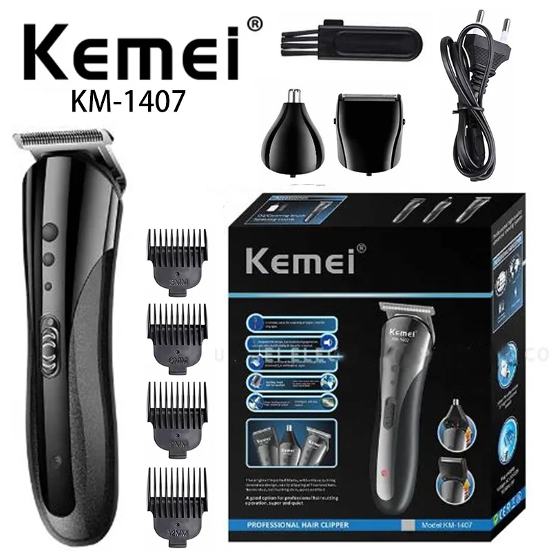 

kemei electric hair clipper KM-1407 razor shaver nose trimmer 3 in 1multi-function head washable hair trimmer