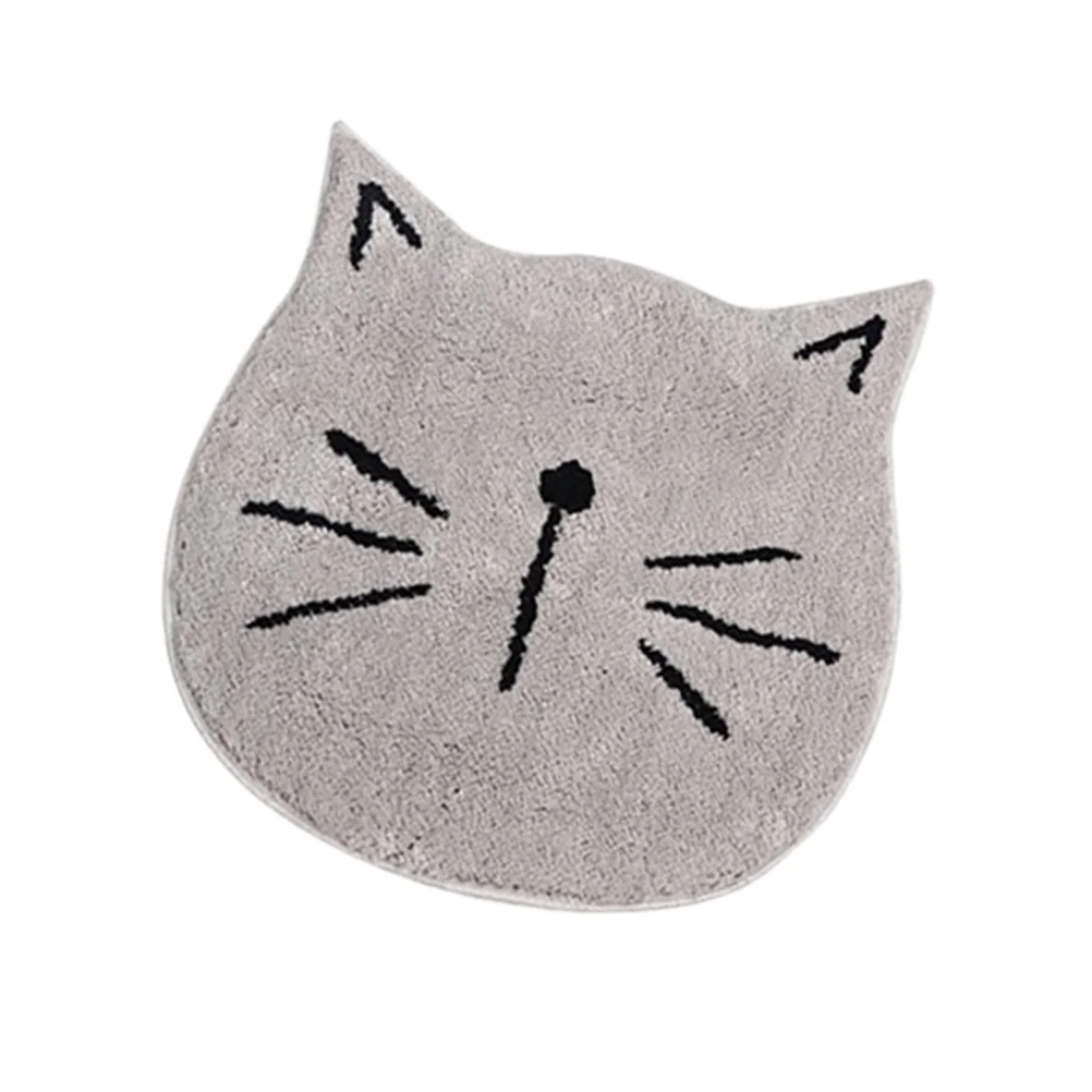 

Cat Shaped Bathroom Mat Non-Slip 60x60cm Water Absorption Doormat Grey Bath Rug Bathroom Floor Accessories Bath Rug