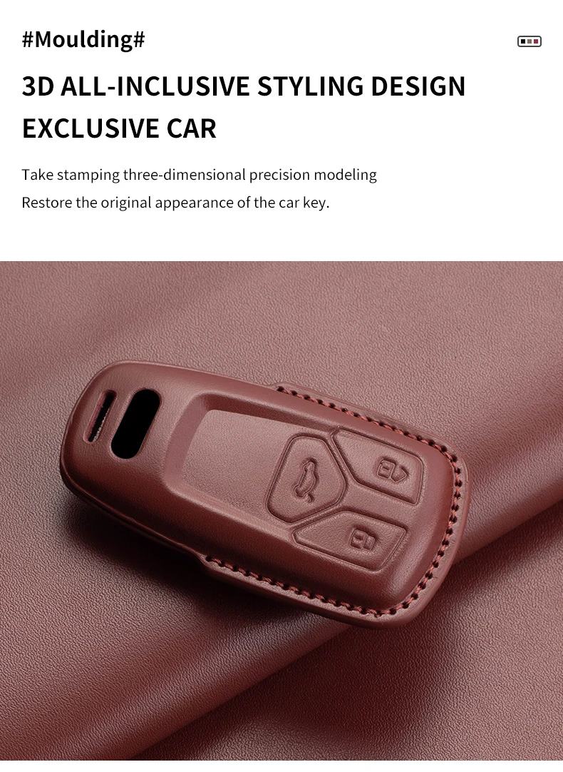 Auto Schlüssel Shell Fob Für Audi A4 A4L A5 Q5 Q7 TT TTS 8S B9 2016 2017 2018 Leder auto Fernbedienung Schlüssel Fall Abdeckung Schlüsselbund Zubehör – Detail 7